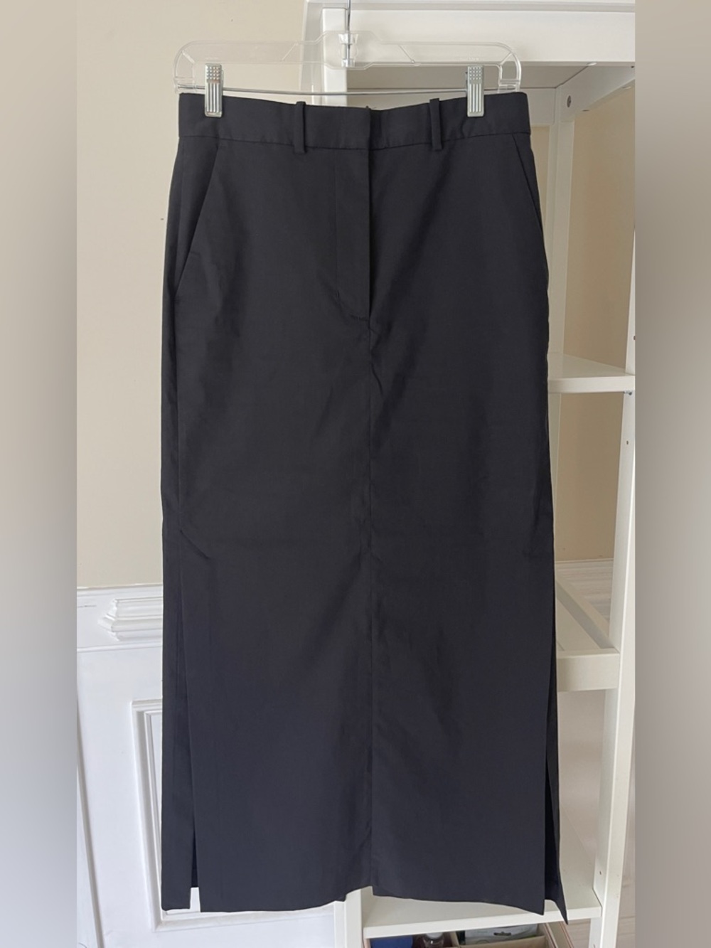 COS Black Pencil Midi Skirt with Side Slits